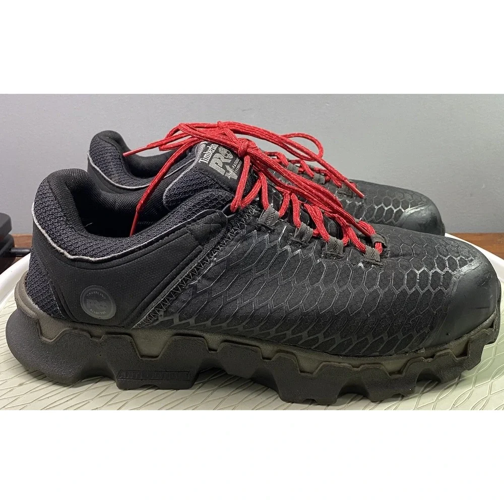 Timberland Pro Men's Anti Fatigue‎ Work Shoes Black&Red Safety Alloy Toe Sz. 13M